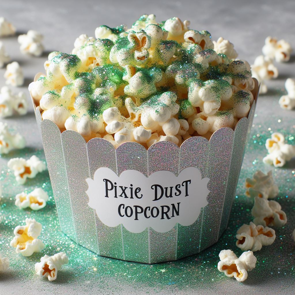 pixie dust popcorn served with green edible glitter for magical fairytale theme