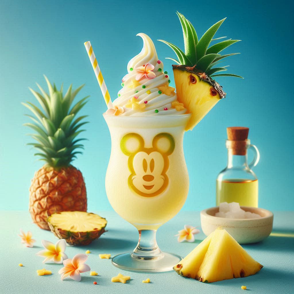 Disney" pineapple dole whip daiquiri served in cocktail glass 