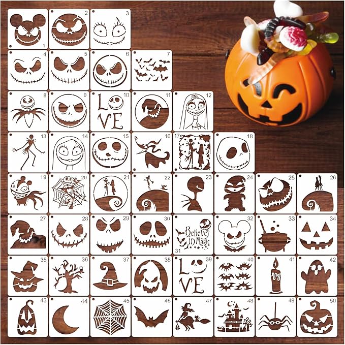 Halloween stencil set for cocktails, painting, pumpkins