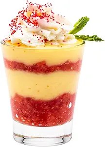 Restaurantware 3 Ounce Appetizer Shot Glasses 6 Fine-Blown Dessert Shot Glasses - Round Serve Shots Or Tasting Samples Clear Glass Dessert Cups Heavy Base For Parties or Weddings