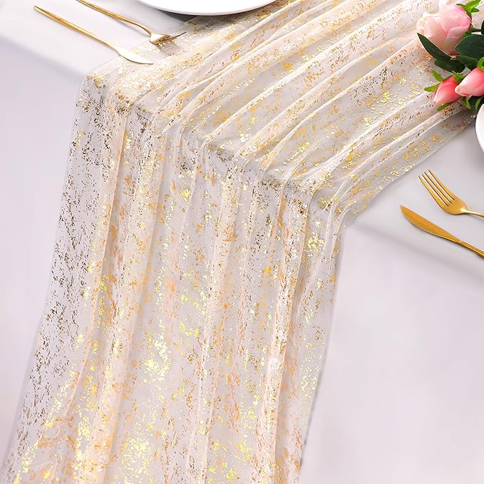 gold metallic table runner for thanksgiving dinner