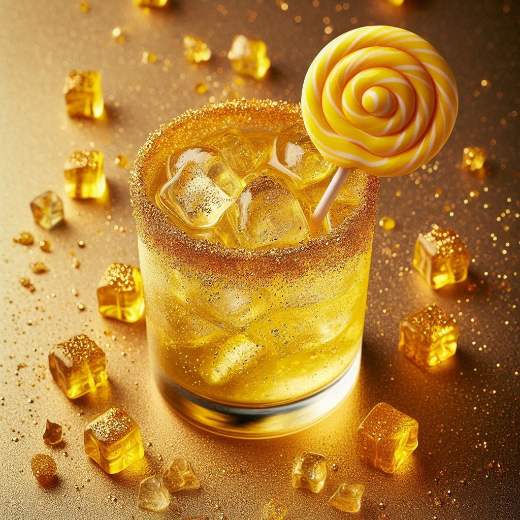 yellow glittery cocktail inspired by the yellow brick road from wicked movie