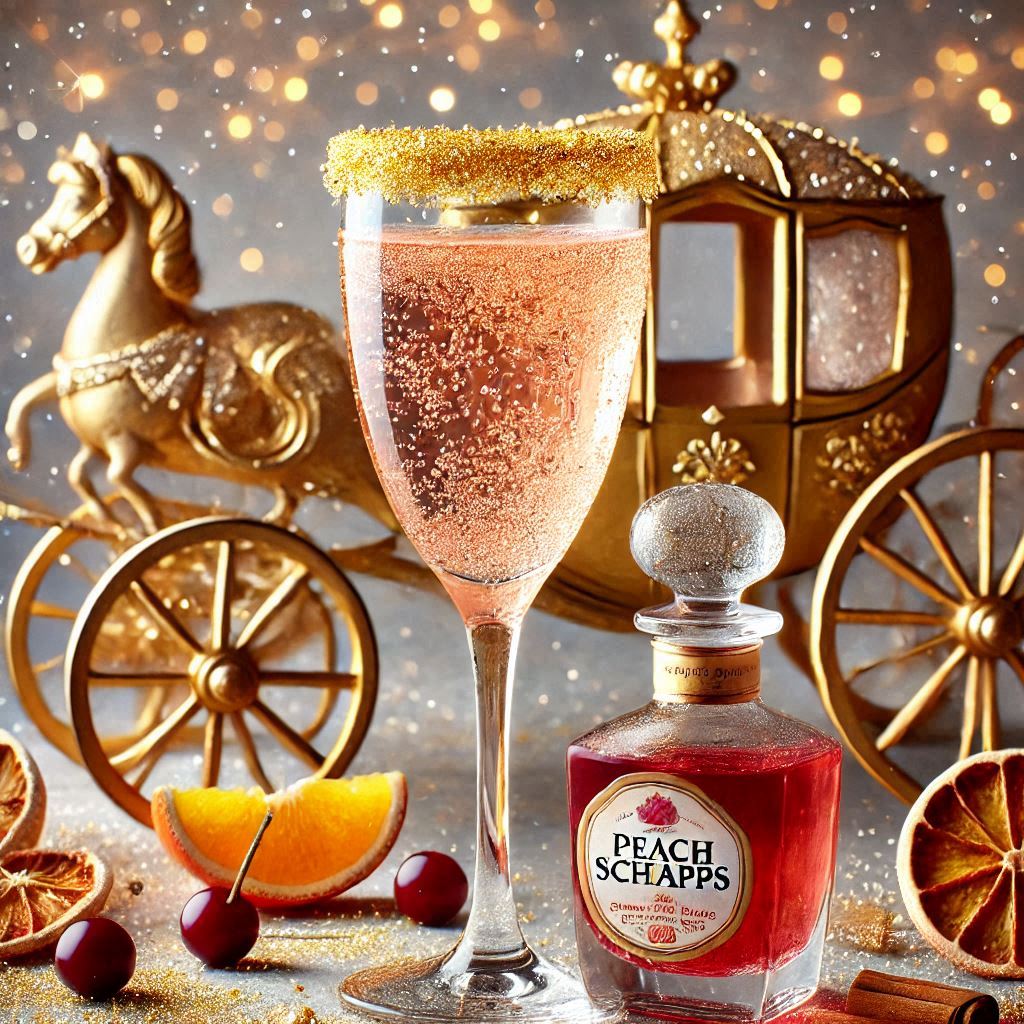 sparkling rose christmas cocktail inspired by Cinderella's Carraige