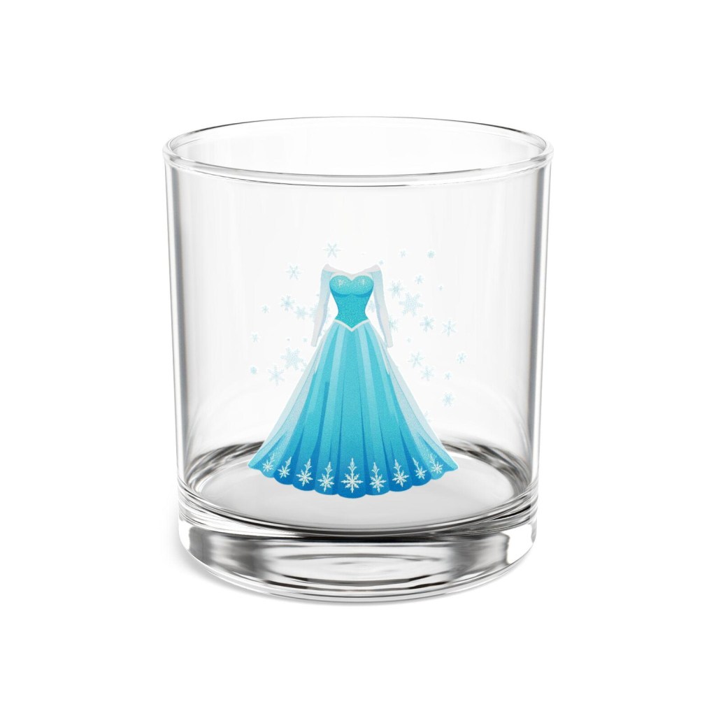 Frozen Princess Snow Queen Rocks Glass, 10oz - Fairytale Cocktail Glass for Bachelorette Favors, Themed Events, Fairytale Wedding -