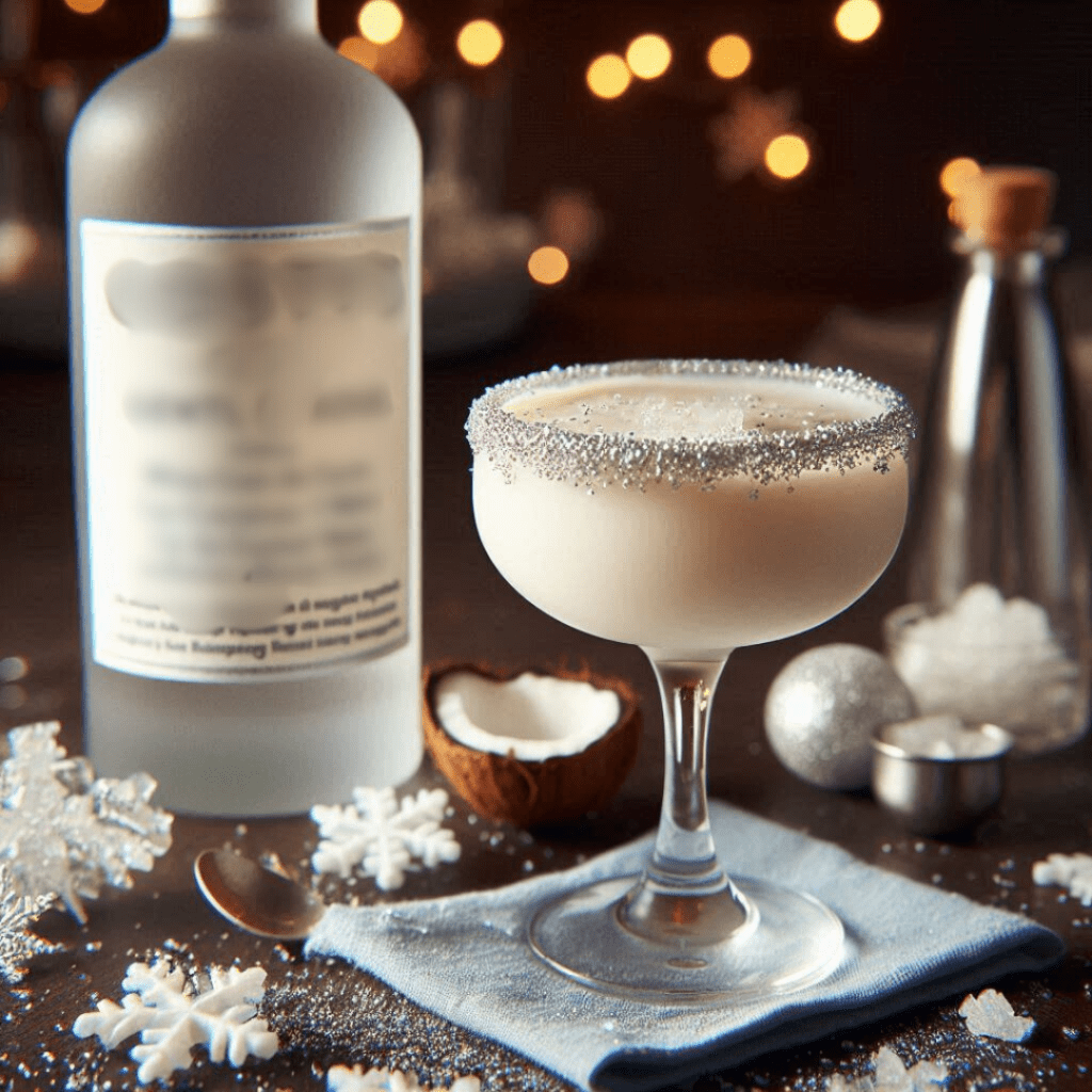a white creamy christmas cocktail inspired by Frosty the Snowman