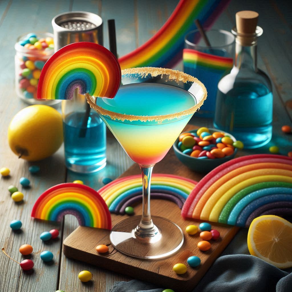 rainbow martini for st. partick's day cocktail