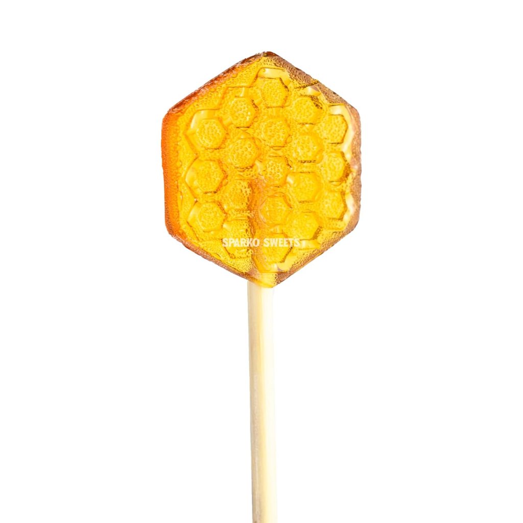 Sparko Sweets Natural Honeycomb Lollipops, Made in USA, No Artificial Ingredients, No Corn Syrup, 16 Pieces, 1.3-inch Diameter, 1.5 lbs, Gold – Ideal for Tea Stirrers, Sore Throat Remedy, and Gifts