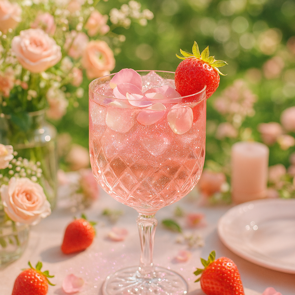 strawberry rosé spritz cocktail for easter
