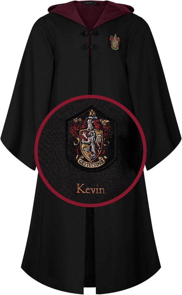 Harry Potter Personalized Robe, Black with House Color Lining, Adult Sizes