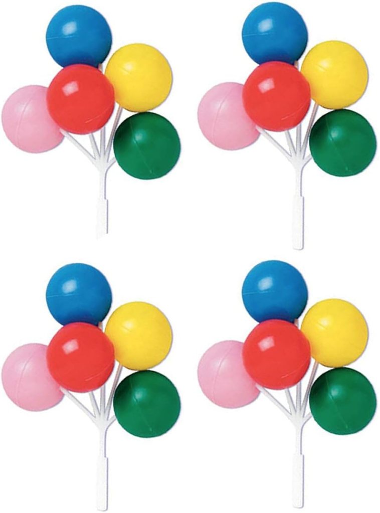 Oasis Supply Balloon Cluster Cake and Cupcake Topper, 5-Inch, Multicolored Reusable Plastic (8-Pack)