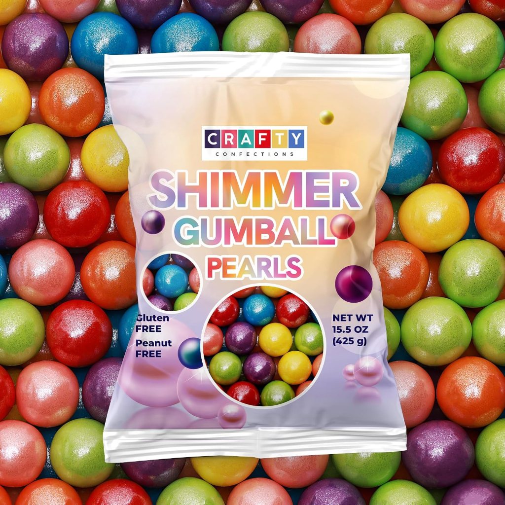 Shimmer Gumballs for Gumball Machine - 0.62" (16mm) -15 OZ
Pearl Assorted Candy - MIX Fruit Flavored Gum Chewing Bubble Gum for Kids - Party Favors Sweet Treats